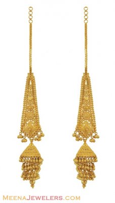 22k Filigree Jhumka Earrings ( Long Earrings )