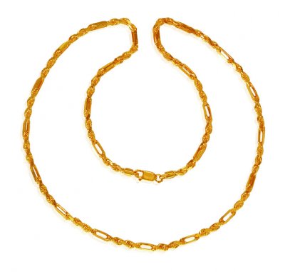 22Kt Gold Rope Chain 22In ( Men`s Gold Chains )