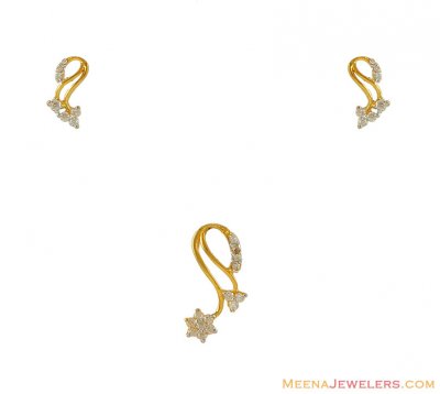 Gold Cz Pendant and Earring Set ( Fancy Pendant Set )