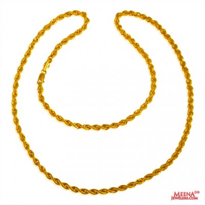 22 Kt Gold Fancy Rope Chain ( Plain Gold Chains )