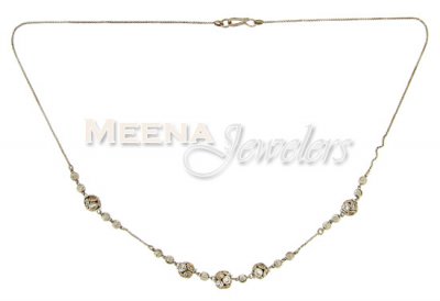 22 Kt White Gold Chain ( Necklace with Stones )