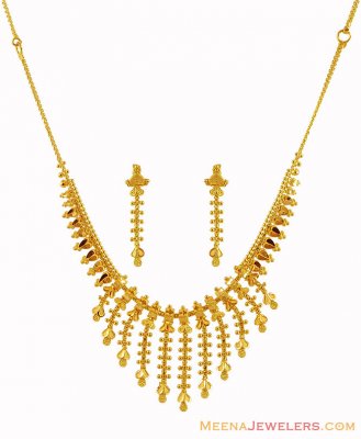 22k Gold Necklace Earring Set  ( Light Sets )