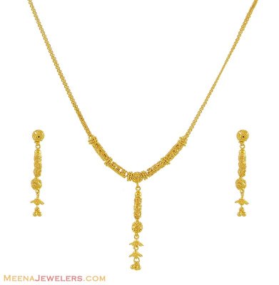 22k Yellow Gold Light Set - StLs8762 - 22k gold designer light necklace ...
