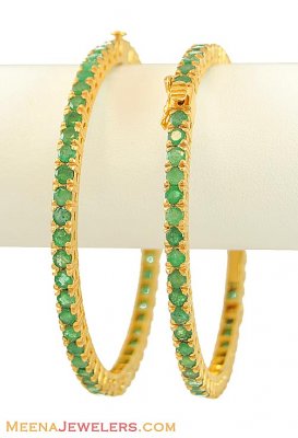 Emerald Bangles (22K Gold) ( Precious Stone Bangles )