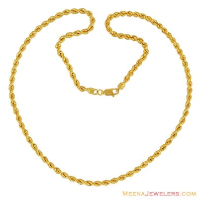 Hollow Rope Chain (18 Inches) ( Plain Gold Chains )