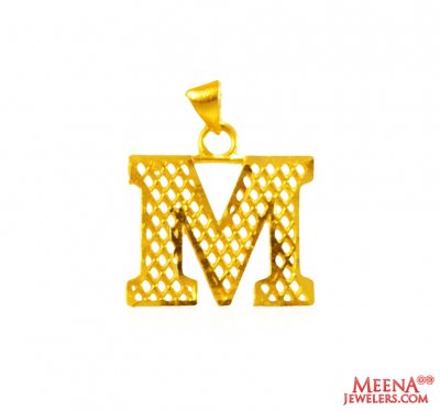 22Kt Gold Initial Pendant (M) ( Initial Pendants )