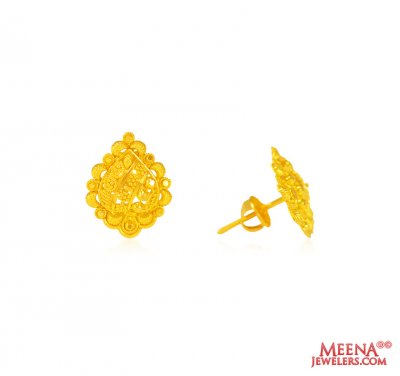 22k Yellow Gold  Earrings  ( 22 Kt Gold Tops )