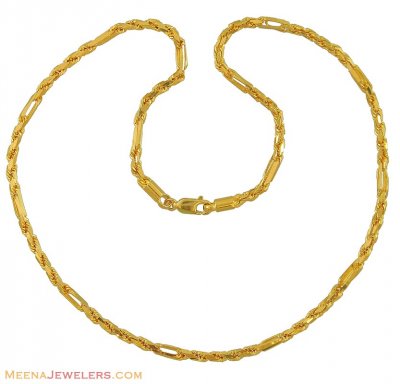 22Kt Hollow Rope Chain (20 Inch) ( Plain Gold Chains )