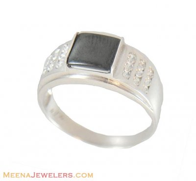 Mens Ring With CZ and Black Onyx(18k) ( Mens Signity Rings )