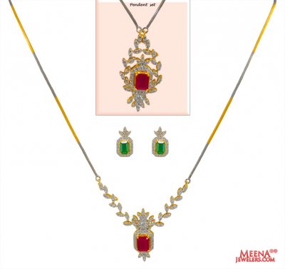 18 Kt Gold Dia Necklace Set ( Diamond Necklace Sets )