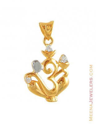 Gold Lord Ganesh and OM Pendant ( Ganesh, Laxmi and other God Pendants )