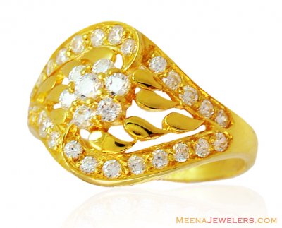 Stylish 22k Gold Ring with stones ( Ladies Signity Rings )