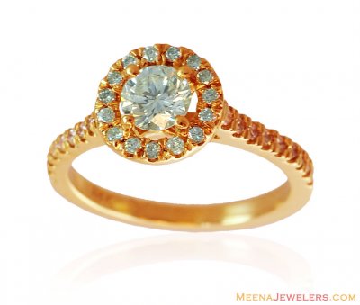 18k Gold Solitaire Halo Ring ( Diamond Rings )