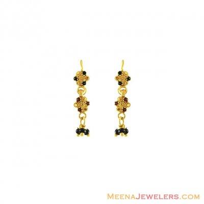 22K Small Meenakari Earrings  ( 22Kt Gold Fancy Earrings )