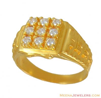22Kt Gold Mens Signity Ring ( Mens Signity Rings )