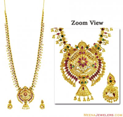 Indian Gold Stones Necklace Set ( Combination Necklace Set )