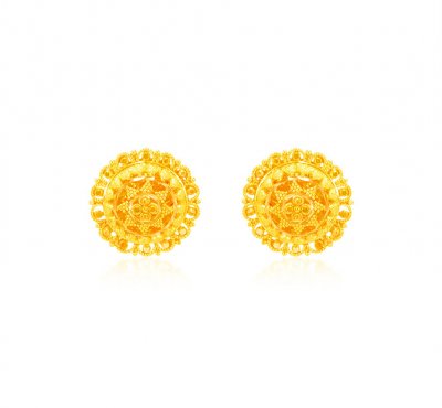 22k Gold  Earrings with MeenaKari ( 22 Kt Gold Tops )