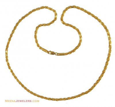 22K Solid Rope Mens Chain  ( Men`s Gold Chains )