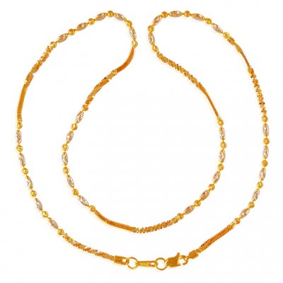 22K Gold Two Tone Chain - ChFc21128 - 22Kt Gold Fancy Chain is designed ...