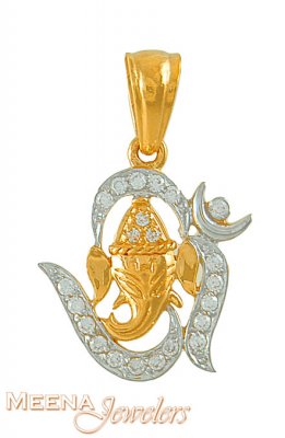 22kt OM pendant with Ganesh ( Ganesh, Laxmi and other God Pendants )