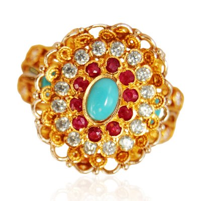 22k Gold Antique Ring ( Ladies Rings with Precious Stones )