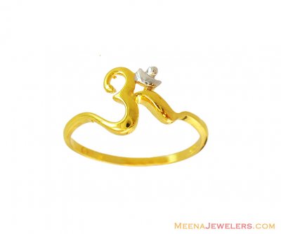 22k Gold Om Two Tone Ring  ( Ladies Gold Ring )