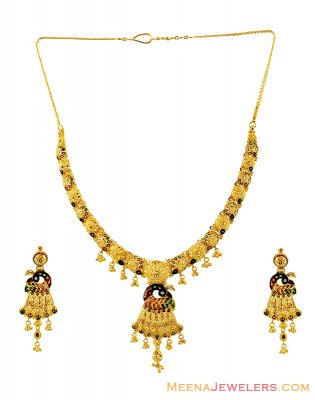 Traditional Peacock Necklace Set ( 22 Kt Gold Sets )