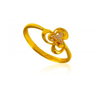 22k Gold Fancy Signity Floral Ring ( Ladies Signity Rings )