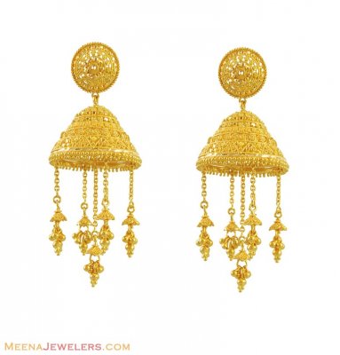 22k Wide Chandelier Earrings ( 22Kt Gold Fancy Earrings )