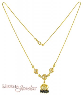 22kt Gold Chain with Crystal ( Necklace with Stones )