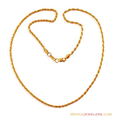 22k Fancy Hollow Rope Chain (16 in) ( Plain Gold Chains )