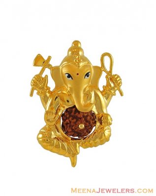 22k Designer Rudraksh Ganesh Pendant  ( Ganesh, Laxmi and other God Pendants )