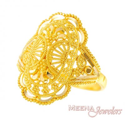 22k Filigree Oval shaped Ring ( Ladies Gold Ring )
