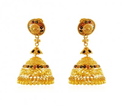 22k Gold Jhumki earrings ( 22Kt Gold Fancy Earrings )