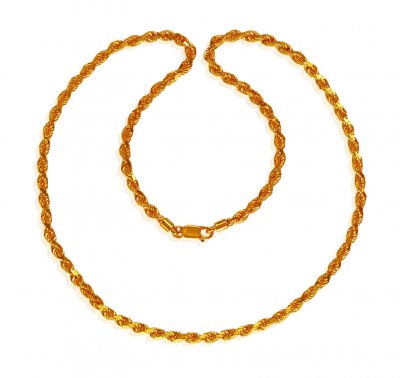 22K Gold Rope Chain (20 Inch) ( Men`s Gold Chains )