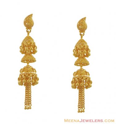 Indian Gold Earrings - ErFc10142 - 22K Gold Earrings (indian design ...