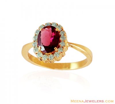 18K Ladies Tourmaline Diamond Ring ( Diamond Rings )