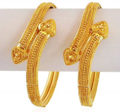 Gold Fancy Filigree Kada 22k (1 pc) - BaKa17505 - 22k Gold Fancy Ladies ...