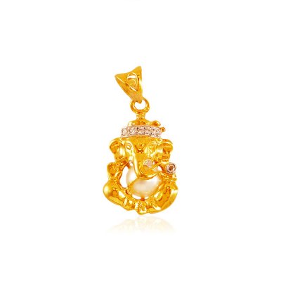 22K Gold Ganesha Pearl Pendant  ( Ganesh, Laxmi and other God Pendants )