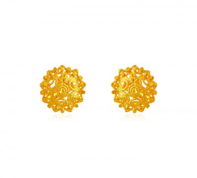 22K Gold Tops Earrings ( 22 Kt Gold Tops )