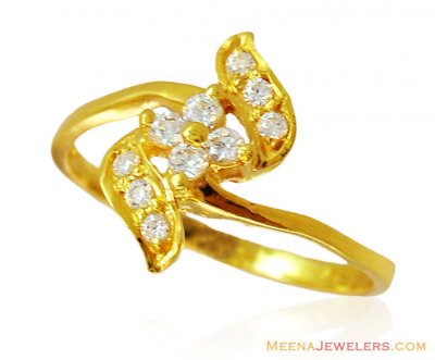 Elegant 22k Gold Ring with CZ ( Ladies Signity Rings )