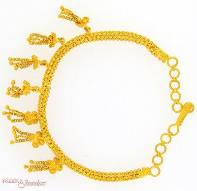 22Kt Bracelet for Ladies with Jhumkis ( Ladies Bracelets )