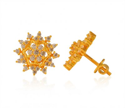 22Kt Gold Tops with CZ  ( Signity Earrings )