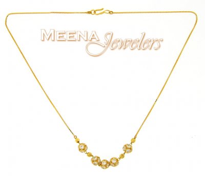 22kt Gold Chain (Necklace) with CZ ( Necklace with Stones )