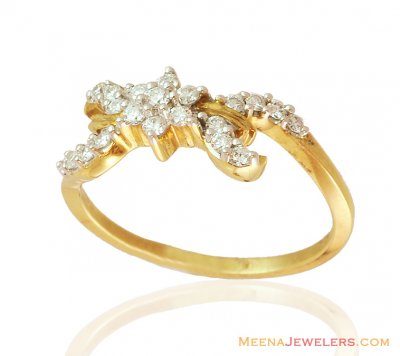 18K Delicate Diamond Gold Ring ( Diamond Rings )