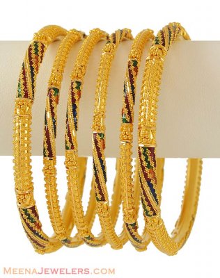 22k Gold enamel paint bangles ( Set of Bangles )