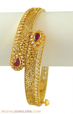 Indian Designer Kada (22K Gold) - BaKa8972 - 22k Gold Designer antique ...