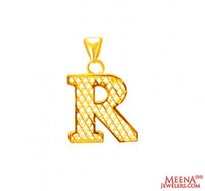 22Kt Gold Initial Pendant (R) ( Initial Pendants )