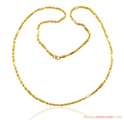 Mens Gold Rope Chain 22in 22k  ( Men`s Gold Chains )