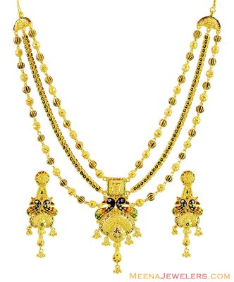 22K Layered Chain Peacock Set ( 22 Kt Gold Sets )